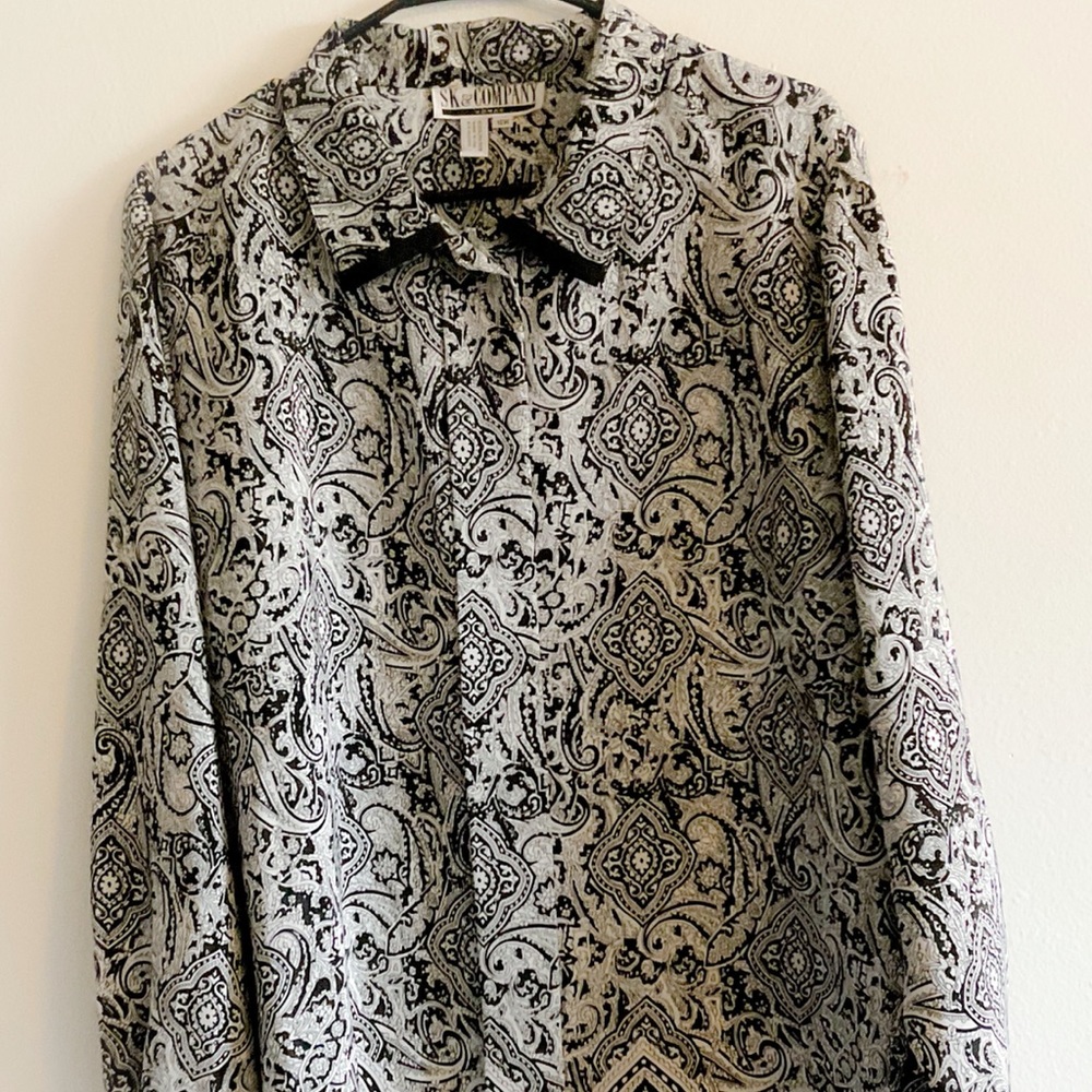 Bottom down black and white dress shirt
